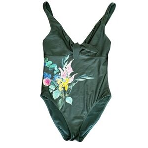 Ted Baker London Women's Deep Green Floral One Piece‎ Swimsuit Sz M Beach Resort